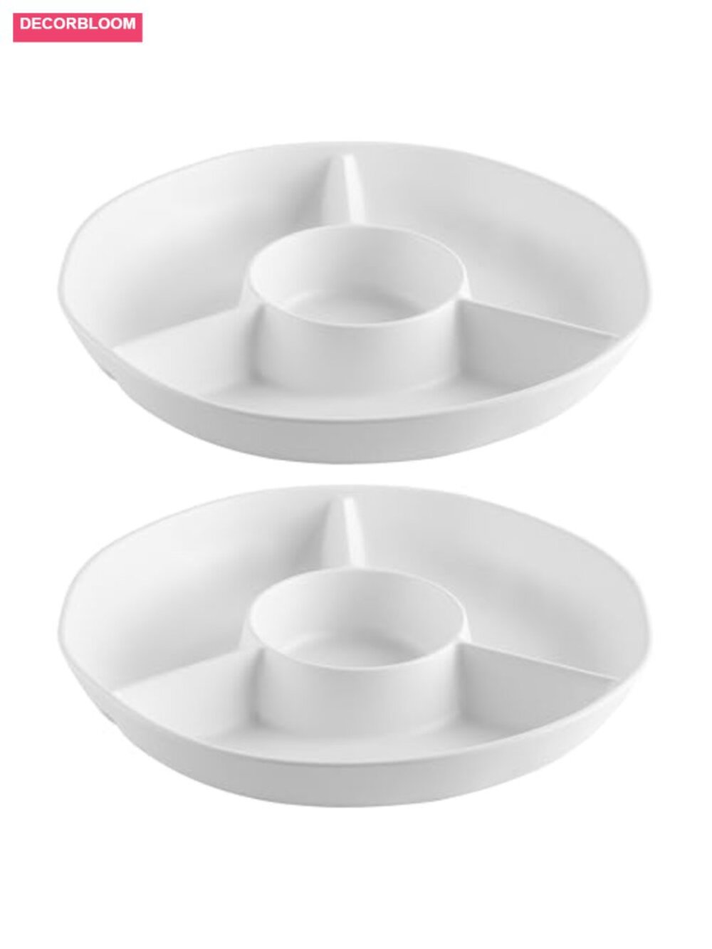 Melamine Divided Serving Tray Set of 2 Chip and Dip Platter 13 Inch